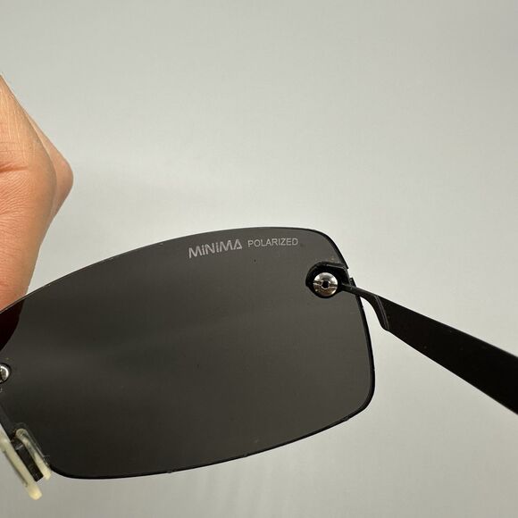 Vintage Minima Polarized Rimless Compact Sunglasses With Leather Case - Picture 7 of 16